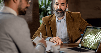 Founders and professionals discussing engagements