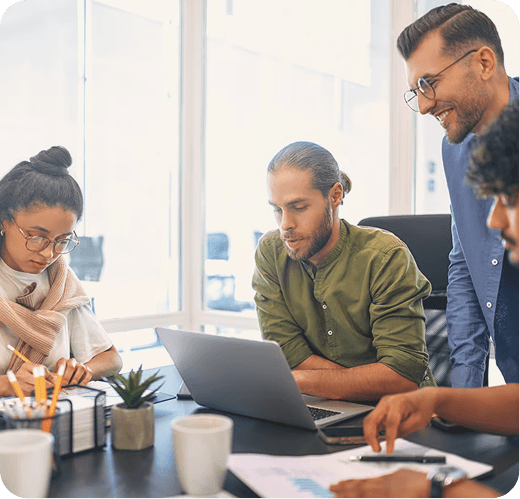 Enterprise team reviewing governed engagement metrics