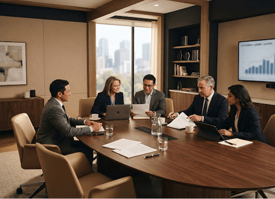 Executive board governance and legal sign-off meeting