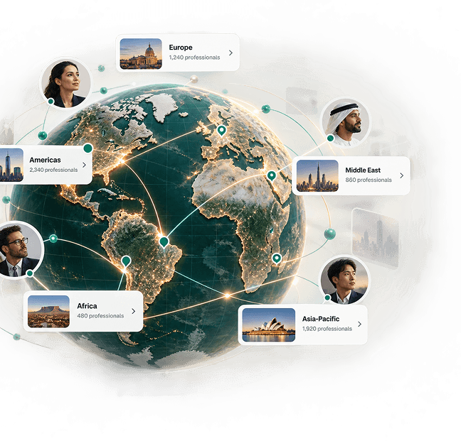 Global professional network map and verified locations