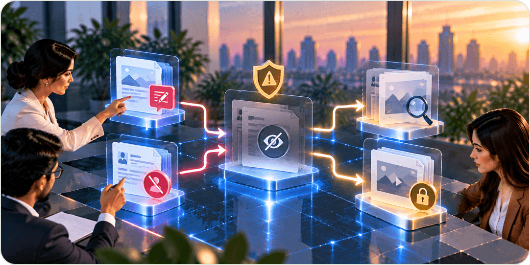 Story governance and correction workflow interface