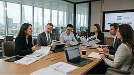 Governance team reviewing compliance credentials