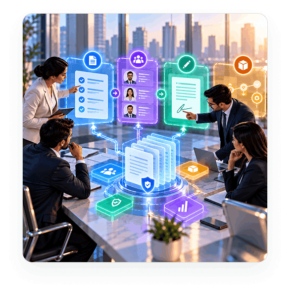 For professionals and firms illustration showing structured requirements, clear scopes, and collaborative engagement workspace